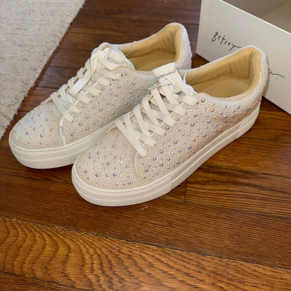 Betsey Johnson White and Gold Sneakers - Picture 2 of 6